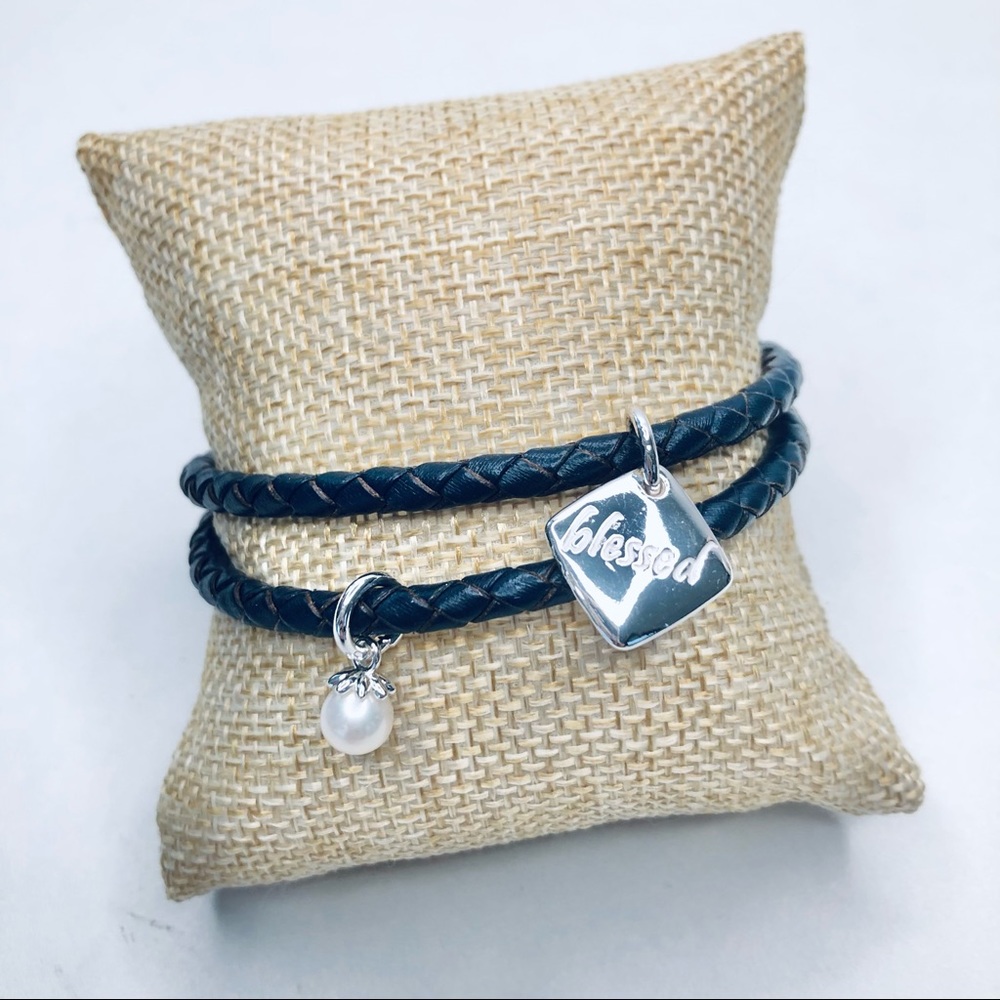 Leather Wrap Pearl Bracelet